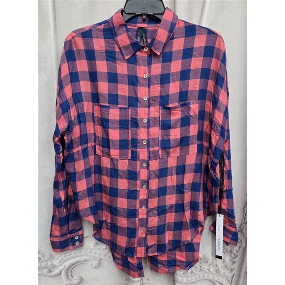 Liverpool Tops - NWT Liverpool XS Button Up Long Sleeve Plaid Pink Blue Top 131998